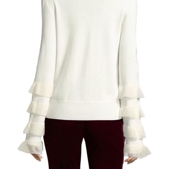 Derek Lam 10 Crosby ruffled sleeves cream sweater size medium - Picture 5 of 6